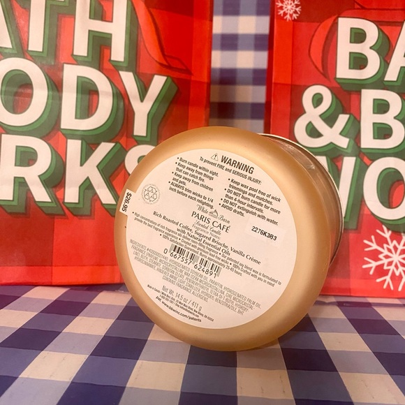 Paris Cafe Bath & Body Works NEW 3 WICK CANDLE White Barn discontinued - Picture 4 of 4
